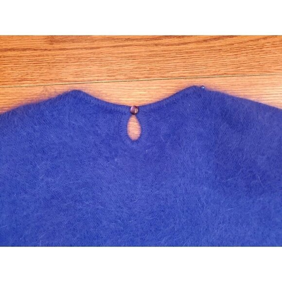 Vtg Connie A Lee Sweater Size M/L? 80% Angora Royal Blue Dolman Sleeve Beaded - Picture 14 of 14